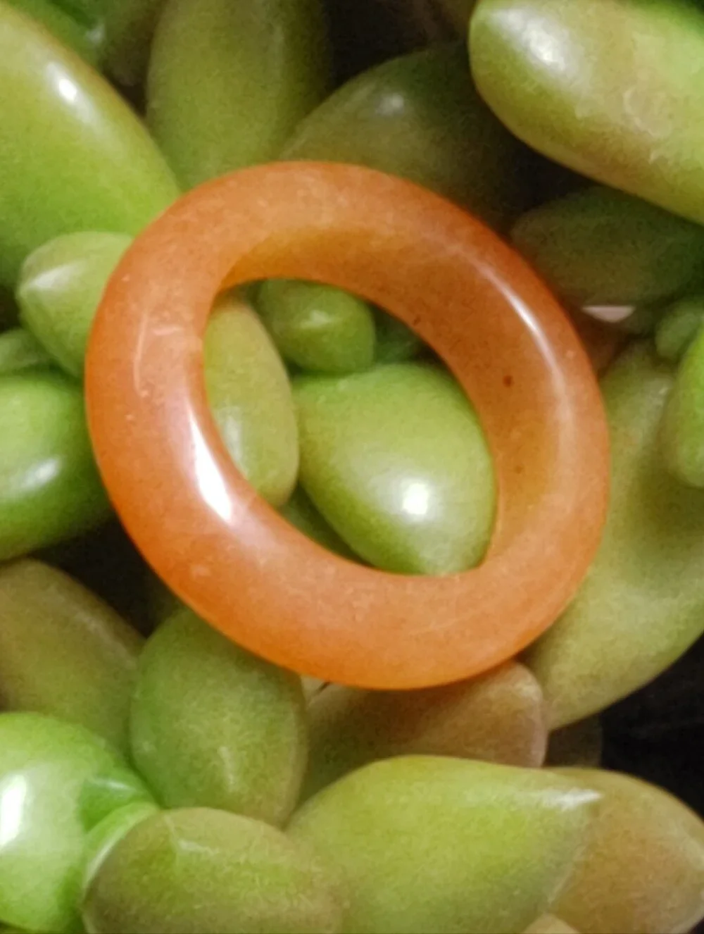 Orange Jade Band Ring Sz 5.5-5.75